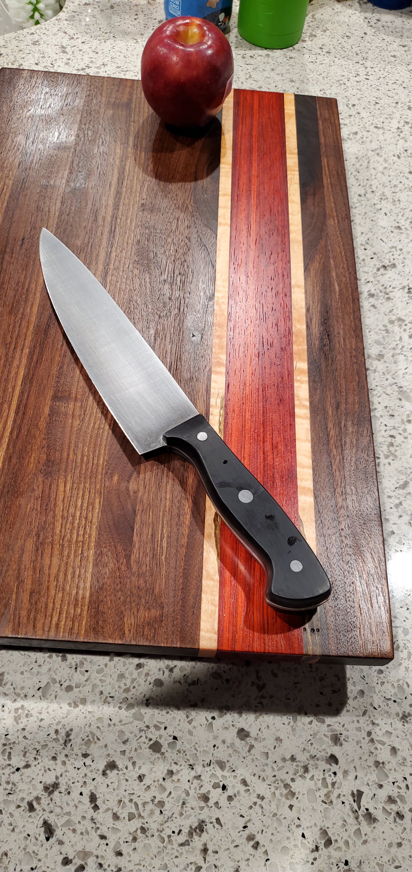 Handcrafted Walnut, Paduak Curly Maple Cutting Board – Perfect for Grilling and Gifting