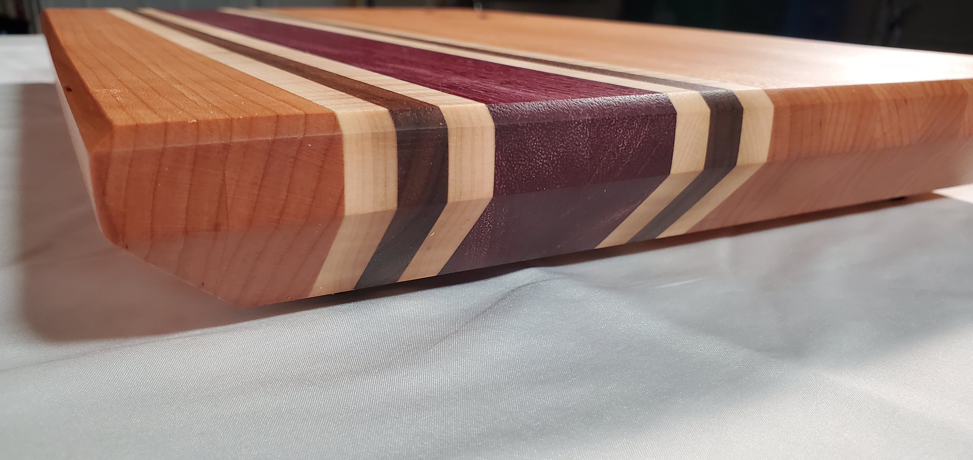 Thick Maple, Walnut, and Purple Heart Rectangle Cutting Board