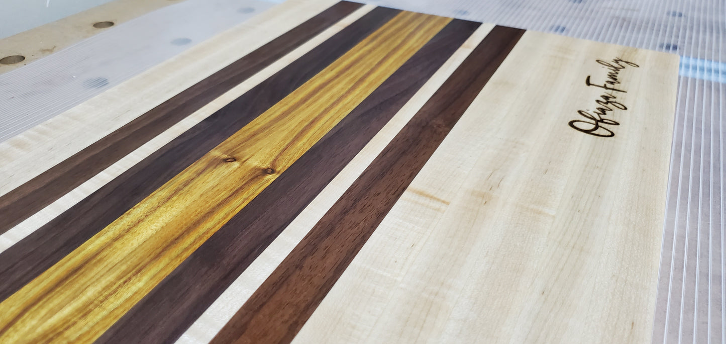 Curly Maple & Canary Wood Cutting Board