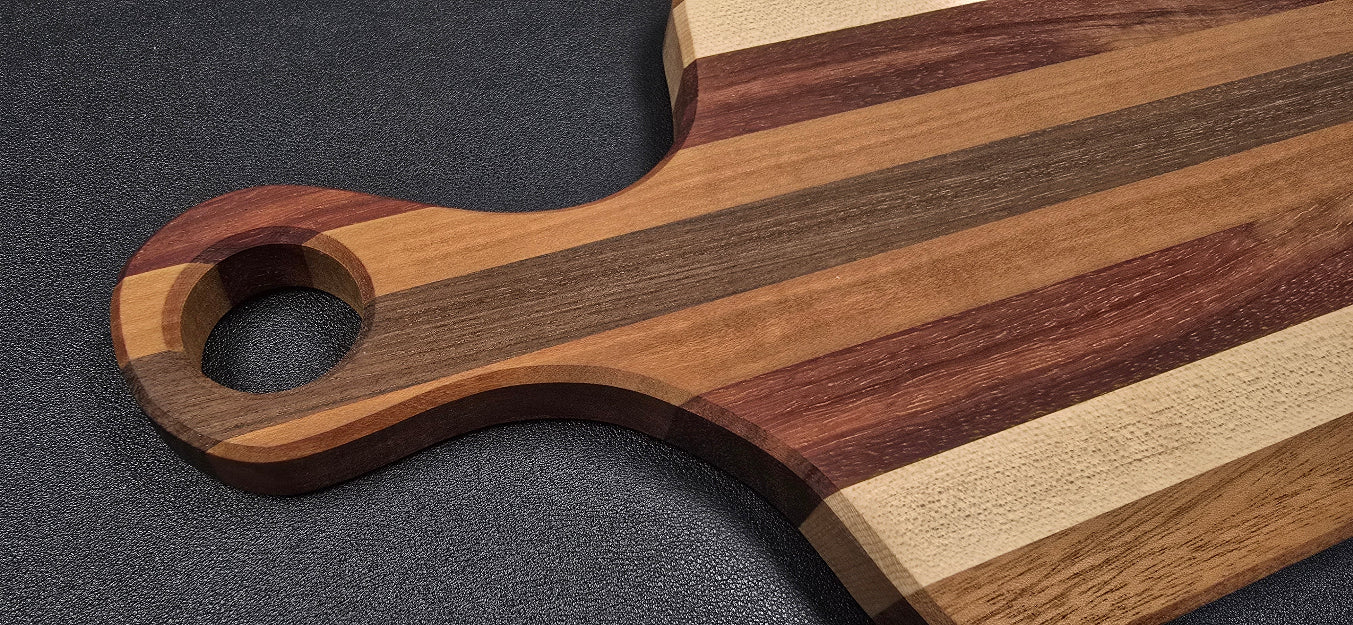 Handcrafted Walnut, Cherry, Maple, and Sapele Charcuterie Board