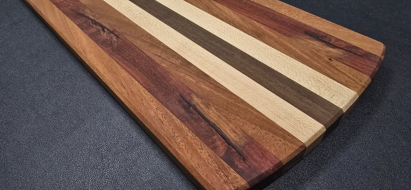 Handcrafted Charcuterie Board – Walnut, Maple, Sapele, and Padauk