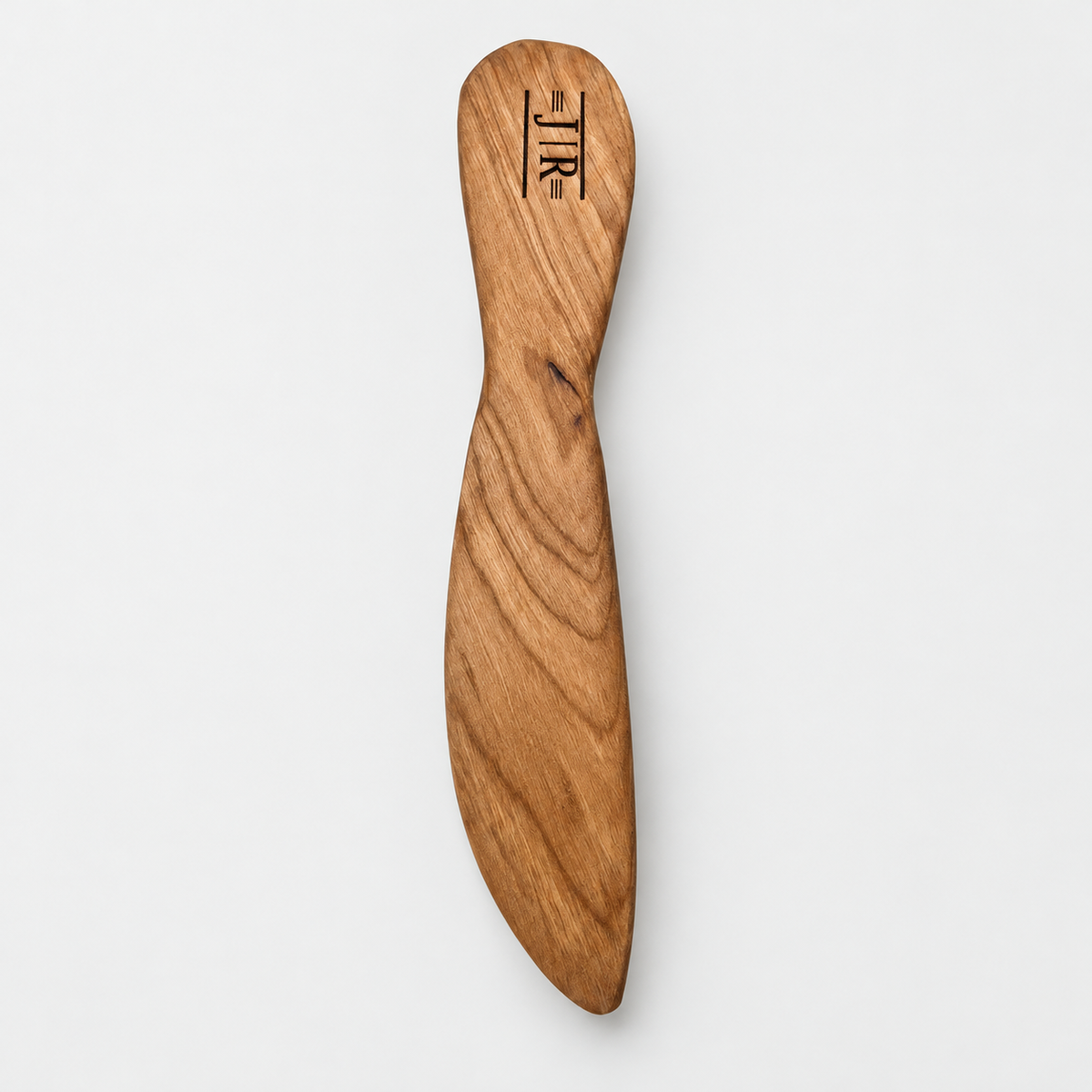 8in Wooden Butter Knives, detail view on a light gray background